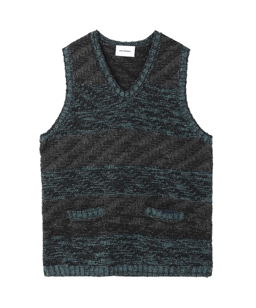 FILL THE BILL(フィルザビル)の「FILLTHEBILL MIX BORDER KNIT VEST 306-212066(ニット/セーター・レディース・ダークグレー/グレー・ONE SIZE)」の2枚目の写真