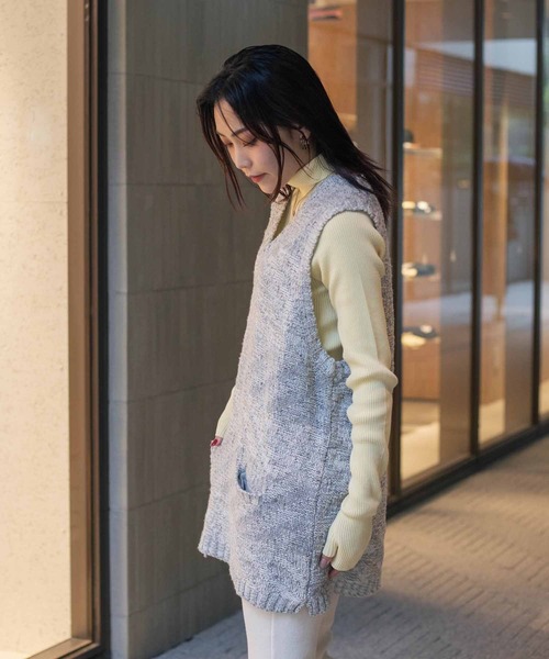 FILL THE BILL(フィルザビル)の「FILLTHEBILL MIX BORDER KNIT VEST 306-212066(ニット/セーター・レディース・ダークグレー/グレー・ONE SIZE)」の5枚目の写真