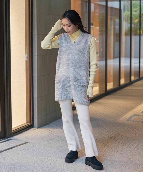 FILL THE BILL(フィルザビル)の「FILLTHEBILL MIX BORDER KNIT VEST 306-212066(ニット/セーター・レディース・ダークグレー/グレー・ONE SIZE)」の8枚目の写真