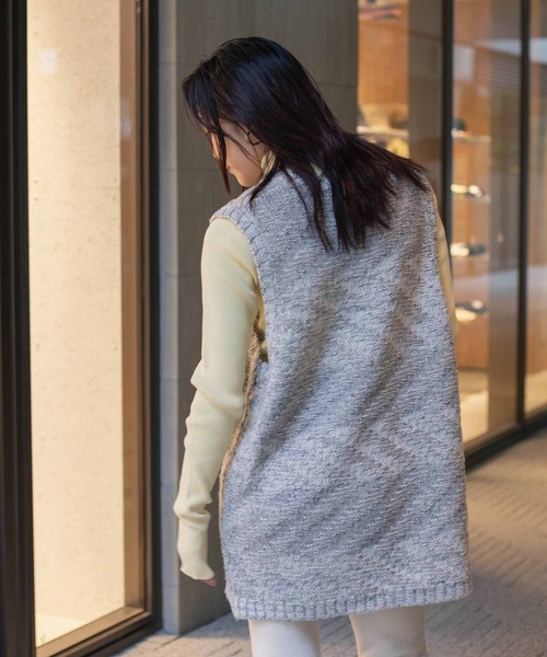 FILL THE BILL(フィルザビル)の「FILLTHEBILL MIX BORDER KNIT VEST 306-212066(ニット/セーター・レディース・ダークグレー/グレー・ONE SIZE)」の9枚目の写真