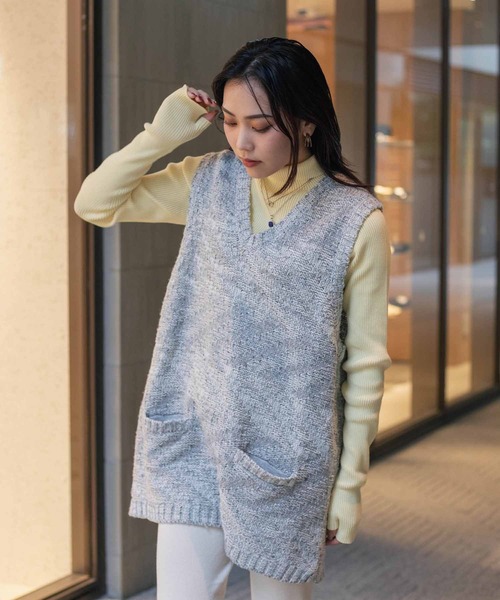 FILL THE BILL(フィルザビル)の「FILLTHEBILL MIX BORDER KNIT VEST 306-212066(ニット/セーター・レディース・ダークグレー/グレー・ONE SIZE)」の10枚目の写真