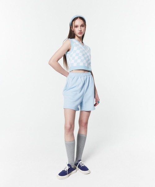CHUCK(チャック)の「CHUCK/CHECK CROPニットVEST 2280030(ベスト・レディース・ライトブルー・FREE)」の3枚目の写真