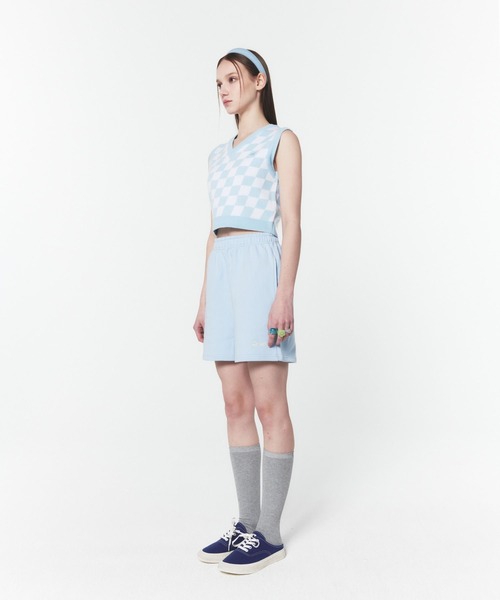 CHUCK(チャック)の「CHUCK/CHECK CROPニットVEST 2280030(ベスト・レディース・ライトブルー・FREE)」の5枚目の写真