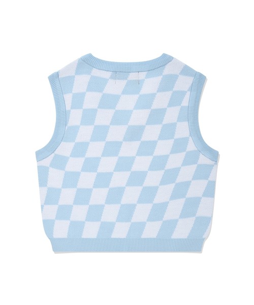 CHUCK(チャック)の「CHUCK/CHECK CROPニットVEST 2280030(ベスト・レディース・ライトブルー・FREE)」の8枚目の写真