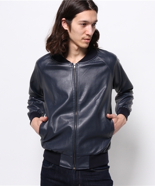 OUTLET（アウトレット）の「【WHO'S WHO gallery】VZレザーブルゾン（ブルゾン・メンズ・ブラック/ネイビー/ホワイト・LARGE/MEDIUM）」の3枚目の写真