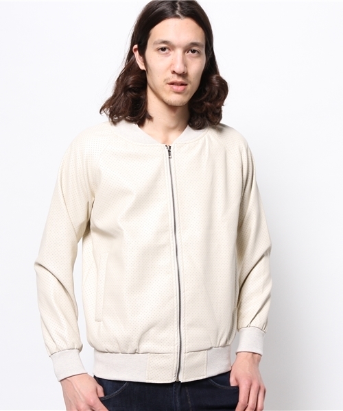 OUTLET（アウトレット）の「【WHO'S WHO gallery】VZレザーブルゾン（ブルゾン・メンズ・ブラック/ネイビー/ホワイト・LARGE/MEDIUM）」の2枚目の写真