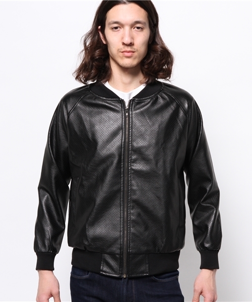 OUTLET（アウトレット）の「【WHO'S WHO gallery】VZレザーブルゾン（ブルゾン・メンズ・ブラック/ネイビー/ホワイト・LARGE/MEDIUM）」の4枚目の写真
