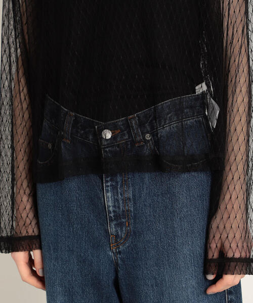 TOMORROWLAND （トゥモローランド）の「チュールレース ボートネックプルオーバー（シャツ/ブラウス・レディース・ブラック・36）」の2枚目の写真