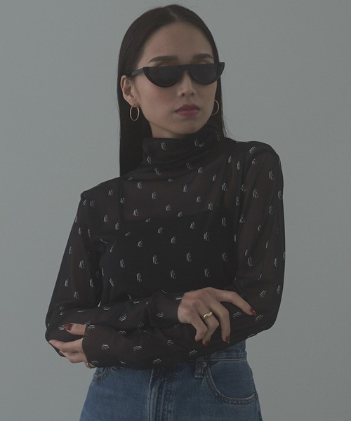Elleia(エレイア)の「モノグラムシアートップス(Tシャツ/カットソー・レディース・ホワイト/ブラック・FREE)」の16枚目の写真