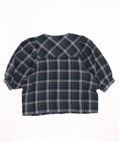 TSUHARU by Samansa Mos2（ツハルバイサマンサモスモス）の「チェックバルーンスリーブブラウス（シャツ/ブラウス・レディース・ネイビー/ブラウン/ピンク・ﾌﾘ-）」の4枚目の写真