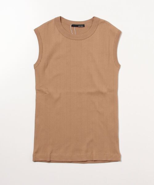 VENT BLANC ヴァンブラン スーパーストレッチランダムテレコノースリーブ カットソー インナー タンクトップ 無地 Tシャツ トップス Vent blanc:スーパーストレッチランダムテレコノースリーブ