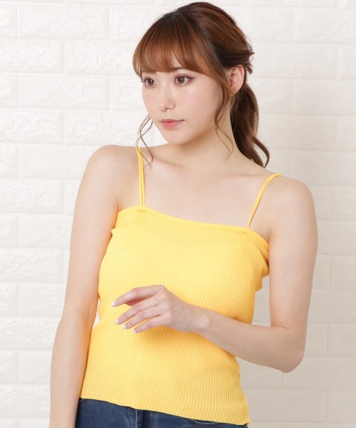 Lace Ladies(レースレディース)の「ダブルストラップリブキャミソール(キャミソール・レディース・ブラック/アイボリー/マスタード/ホワイト/ブラウン/ピンク・FREE)」の5枚目の写真