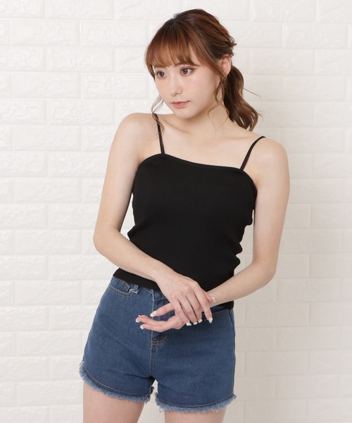 Lace Ladies(レースレディース)の「ダブルストラップリブキャミソール(キャミソール・レディース・ブラック/アイボリー/マスタード/ホワイト/ブラウン/ピンク・FREE)」の3枚目の写真