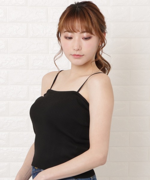 Lace Ladies(レースレディース)の「ダブルストラップリブキャミソール(キャミソール・レディース・ブラック/アイボリー/マスタード/ホワイト/ブラウン/ピンク・FREE)」の8枚目の写真