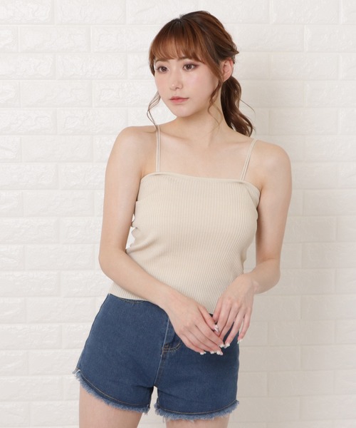Lace Ladies(レースレディース)の「ダブルストラップリブキャミソール(キャミソール・レディース・ブラック/アイボリー/マスタード/ホワイト/ブラウン/ピンク・FREE)」の19枚目の写真