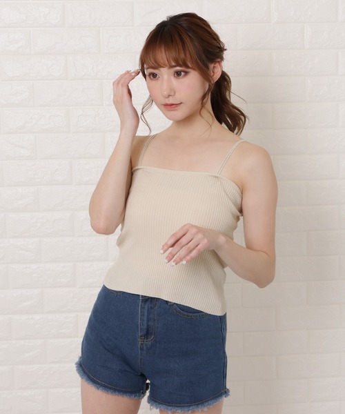 Lace Ladies(レースレディース)の「ダブルストラップリブキャミソール(キャミソール・レディース・ブラック/アイボリー/マスタード/ホワイト/ブラウン/ピンク・FREE)」の20枚目の写真