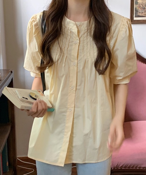 DAY CLOSET(デイ クローゼット)の「【ドラマ衣装提供】レディース パフスリーブピンタックコットンブラウス(シャツ/ブラウス・レディース・ライトブルー/クリーム/ホワイト・ONE SIZE)」の11枚目の写真