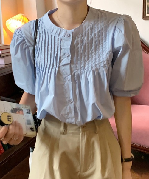 DAY CLOSET(デイ クローゼット)の「【ドラマ衣装提供】レディース パフスリーブピンタックコットンブラウス(シャツ/ブラウス・レディース・ライトブルー/クリーム/ホワイト・ONE SIZE)」の17枚目の写真
