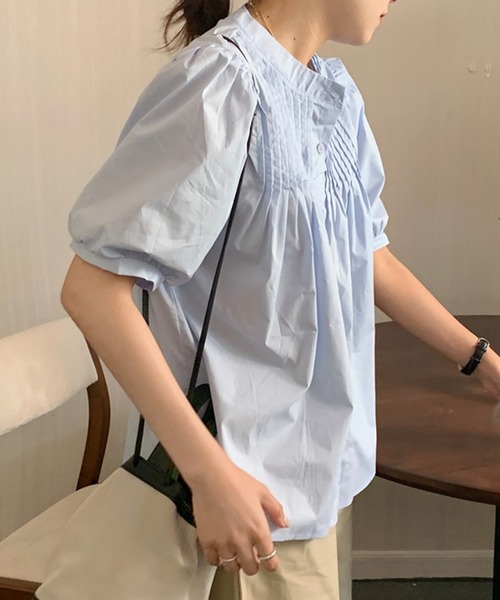 DAY CLOSET(デイ クローゼット)の「【ドラマ衣装提供】レディース パフスリーブピンタックコットンブラウス(シャツ/ブラウス・レディース・ライトブルー/クリーム/ホワイト・ONE SIZE)」の18枚目の写真