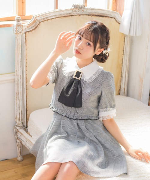 ROJITA ビジュブローチネクタイワンピース ビジュブローチネクタイワンピース[品番：RJTW0001077]｜ROJITA