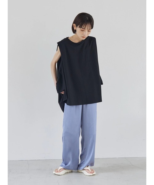 rem closet（レムクローゼット）の「切替えフレアノースリーブプルオーバー（Tシャツ/カットソー・レディース・ブラック/オフホワイト・FREE）」の14枚目の写真