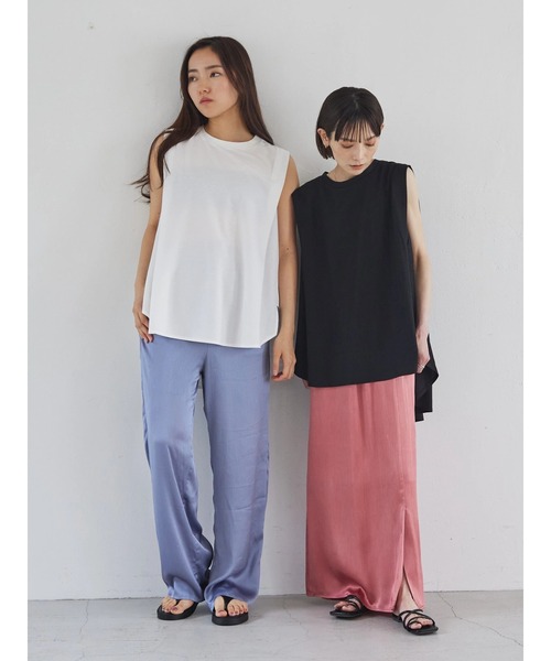 rem closet（レムクローゼット）の「切替えフレアノースリーブプルオーバー（Tシャツ/カットソー・レディース・ブラック/オフホワイト・FREE）」の9枚目の写真