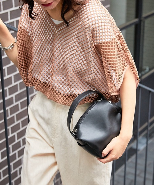 CIAOPANIC TYPY（チャオパニックティピー）の「▽2WAYメッシュトップス（Tシャツ/カットソー・レディース・アイボリー/ブラック/ブラウン/ブルー/ピンク・ONE SIZE）」の4枚目の写真