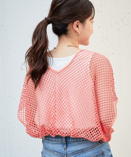 CIAOPANIC TYPY（チャオパニックティピー）の「▽2WAYメッシュトップス（Tシャツ/カットソー・レディース・アイボリー/ブラック/ブラウン/ブルー/ピンク・ONE SIZE）」の18枚目の写真