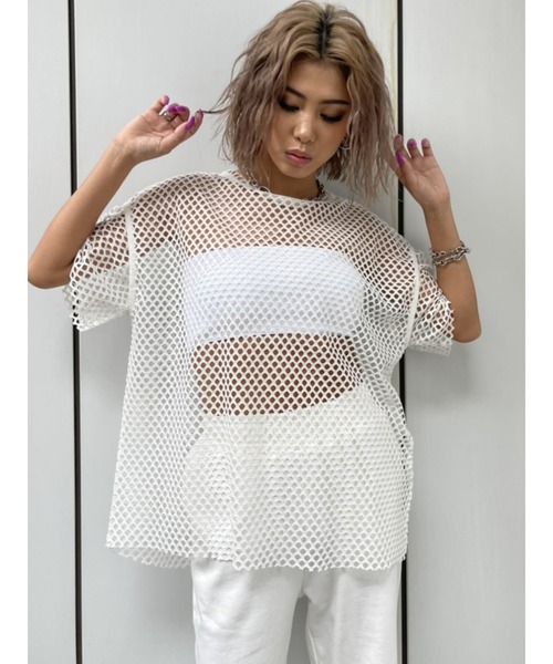  EGOIST（エゴイスト）の「メッシュオーバー半袖トップス（Tシャツ/カットソー）」 - WEAR Motiv 
