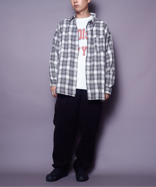 Revo.（レボ）の「PR【REVO.】LOOSEシルエットCHECK LS SHIRT/ルーズシルエット オンブレーチェックシャツ長袖（シャツ/ブラウス・メンズ・ブラック/ネイビー/グレー・MEDIUM/LARGE）」の15枚目の写真