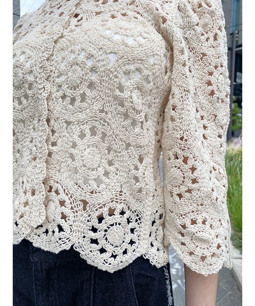 CPCM(シーピーシーエム)の「クロシェ編みパワショルニット(ニット/セーター・レディース・ブラック/グリーン/アイボリー・FREE)」の14枚目の写真