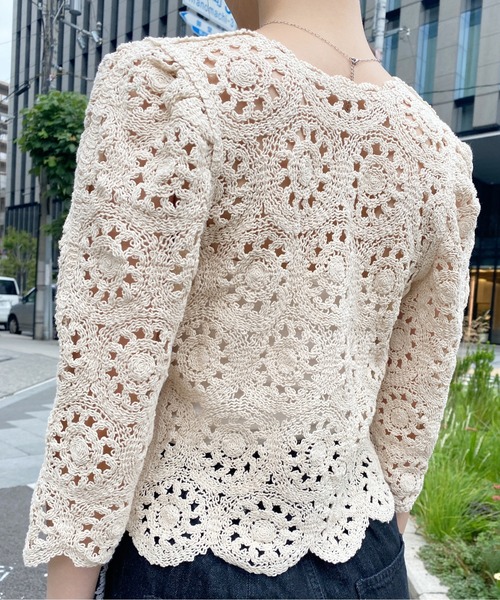 CPCM(シーピーシーエム)の「クロシェ編みパワショルニット(ニット/セーター・レディース・ブラック/グリーン/アイボリー・FREE)」の16枚目の写真