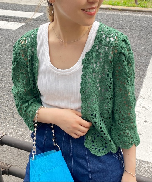 CPCM(シーピーシーエム)の「クロシェ編みパワショルニット(ニット/セーター・レディース・ブラック/グリーン/アイボリー・FREE)」の18枚目の写真