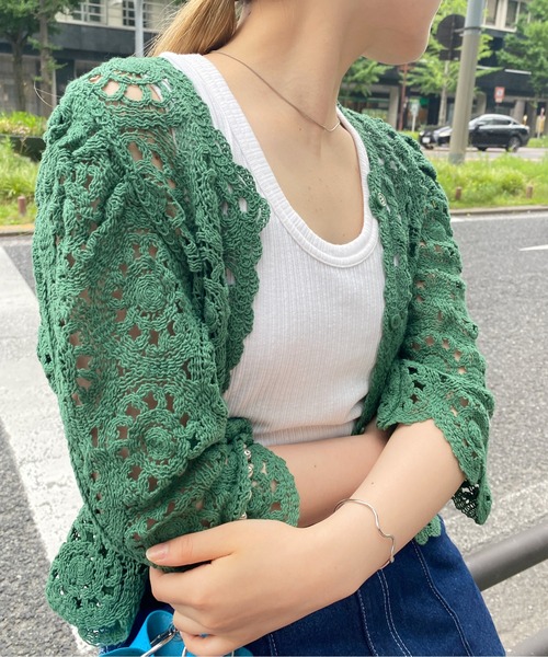 CPCM(シーピーシーエム)の「クロシェ編みパワショルニット(ニット/セーター・レディース・ブラック/グリーン/アイボリー・FREE)」の21枚目の写真