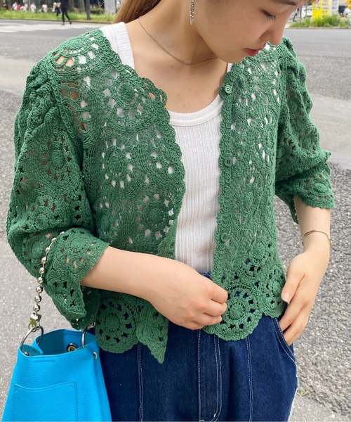 CPCM(シーピーシーエム)の「クロシェ編みパワショルニット(ニット/セーター・レディース・ブラック/グリーン/アイボリー・FREE)」の22枚目の写真