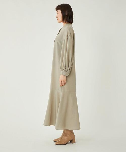 green label relaxing(グリーンレーベルリラクシング)の「マーメイド バンドカラー シャツ ワンピース(ワンピース・レディース・ブラック/ベージュ/ワインレッド・FREE)」の4枚目の写真