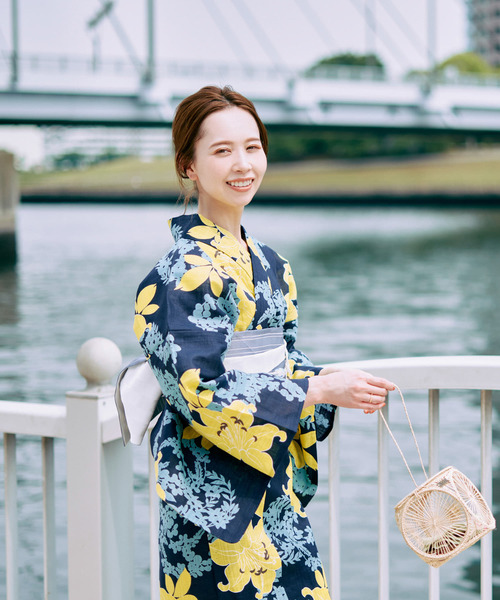 URBAN RESEARCH ROSSO WOMEN（アーバンリサーチ　ロッソ）の「綿麻ゆかた 百合（浴衣・レディース・ブルー系その他・FREE）」の8枚目の写真