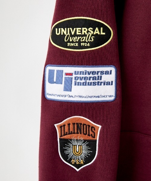 UNIVERSAL OVERALL（ユニバーサルオーバーオール）の「[UNIVERSAL OVERALL/ユニバーサルオーバーオール] 別注 スタジャン風　ワッペン刺繍スウェットパーカー（パーカー・レディース・ダークグリーン/アイボリー/ワインレッド・M/L）」の10枚目の写真