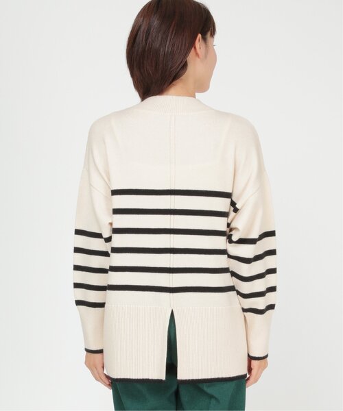 ikka（イッカ）の「【親子コーデ】バックスリットボーダーニットプルオーバー（ニット/セーター・レディース・ブラック/レッド/オフホワイト/グリーン・S/M/L）」の6枚目の写真