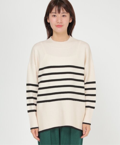 ikka（イッカ）の「【親子コーデ】バックスリットボーダーニットプルオーバー（ニット/セーター・レディース・ブラック/レッド/オフホワイト/グリーン・S/M/L）」の7枚目の写真