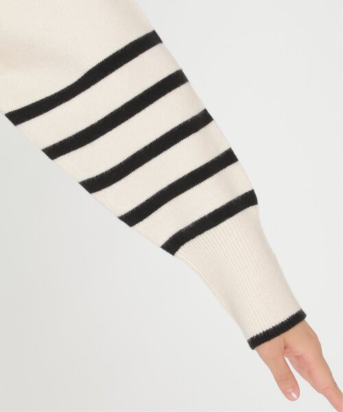 ikka（イッカ）の「【親子コーデ】バックスリットボーダーニットプルオーバー（ニット/セーター・レディース・ブラック/レッド/オフホワイト/グリーン・S/M/L）」の9枚目の写真