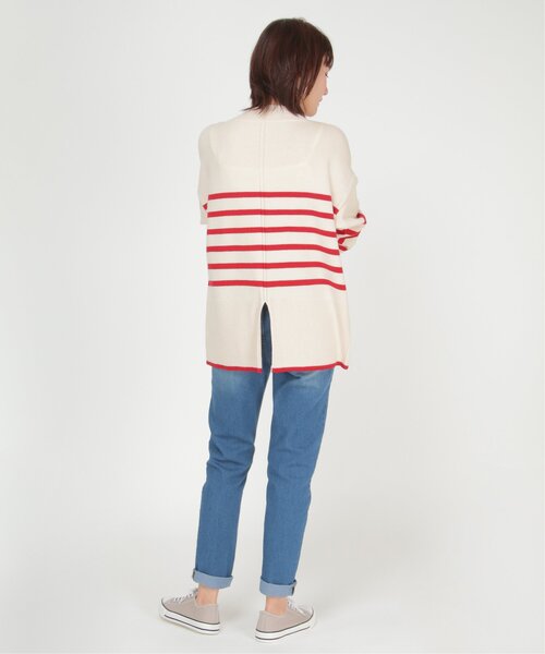 ikka（イッカ）の「【親子コーデ】バックスリットボーダーニットプルオーバー（ニット/セーター・レディース・ブラック/レッド/オフホワイト/グリーン・S/M/L）」の22枚目の写真