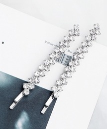 【float】2本セット キラキラ ビジュー ヘアピン