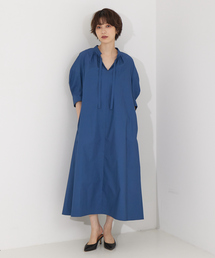 Rouge vif | スキッパーボリュームスリーブワンピース(ワンピース)