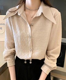 シワ加工長袖ブラウス
