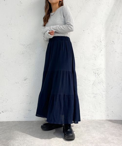 apres jour mignon（アプレジュールミニョン）の「ボーダークルーネックT【ZOZOTOWN限定アイテム】（Tシャツ/カットソー・レディース・ブラック/アイボリー/ピンク/オフホワイト/グリーン・X-LARGE/フリー）」の9枚目の写真