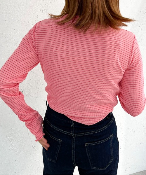 apres jour mignon（アプレジュールミニョン）の「ボーダークルーネックT【ZOZOTOWN限定アイテム】（Tシャツ/カットソー・レディース・ブラック/アイボリー/ピンク/オフホワイト/グリーン・X-LARGE/フリー）」の19枚目の写真