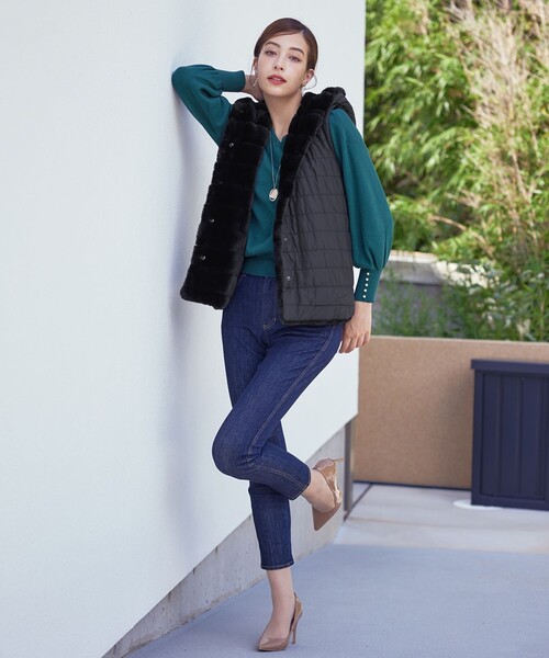 2WAY】着回し自由のリバーシブルキルトフェイクファーベスト（ダウン