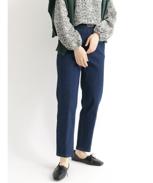 Samansa Mos2 blue（サマンサモスモスブルー）の「【ECO DENIM】ストレッチスリムテーパードパンツ（デニムパンツ・レディース・ブラック/ネイビー/ブルー・ﾌﾘ-）」の3枚目の写真