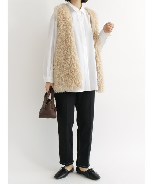 Samansa Mos2 blue（サマンサモスモスブルー）の「【ECO DENIM】ストレッチスリムテーパードパンツ（デニムパンツ・レディース・ブラック/ネイビー/ブルー・ﾌﾘ-）」の9枚目の写真